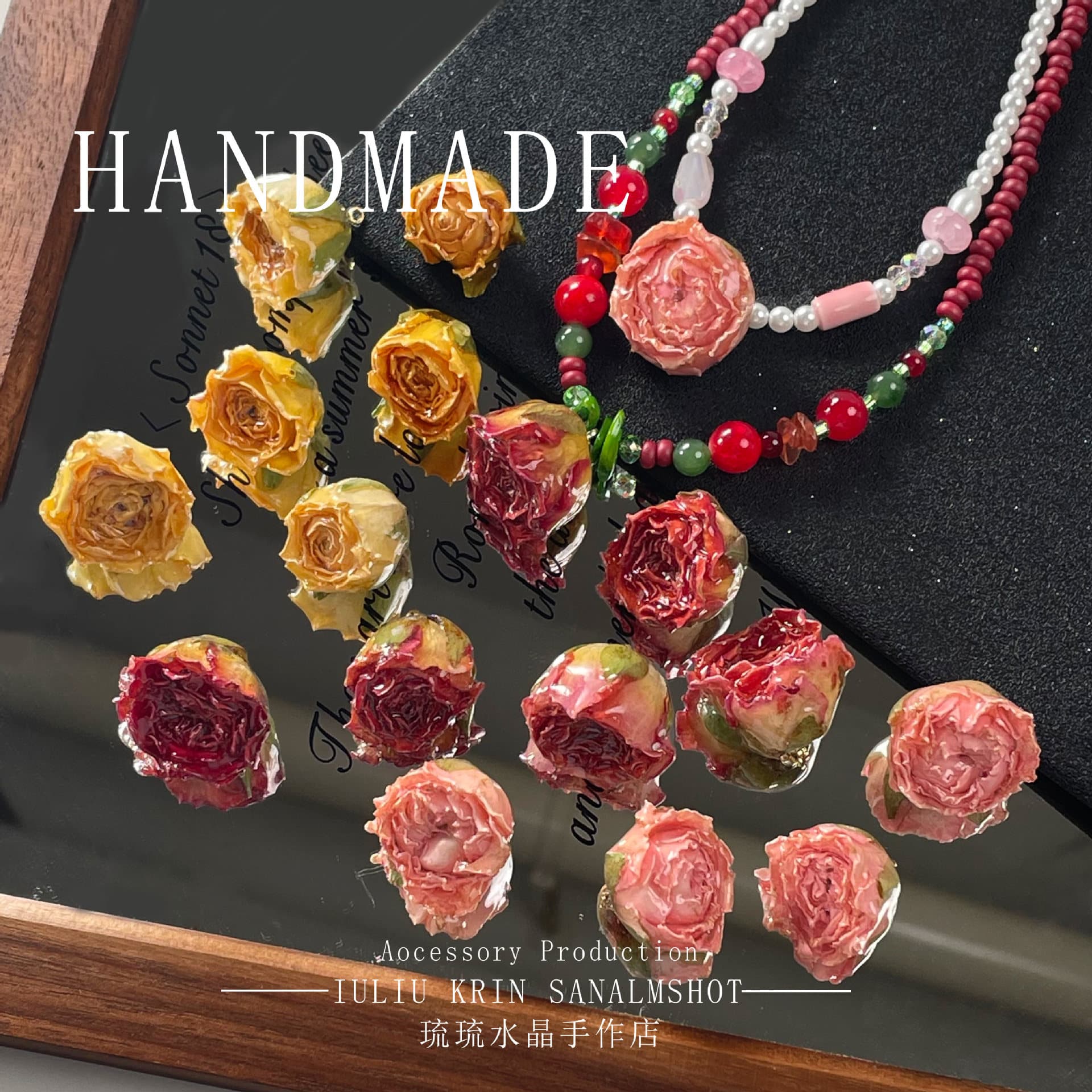19~25mm Oil Drop Dried Flower Rose Hole Charm DIY Jewelry Accessories Real Flower Oil Drop Handmade Beading Accessories