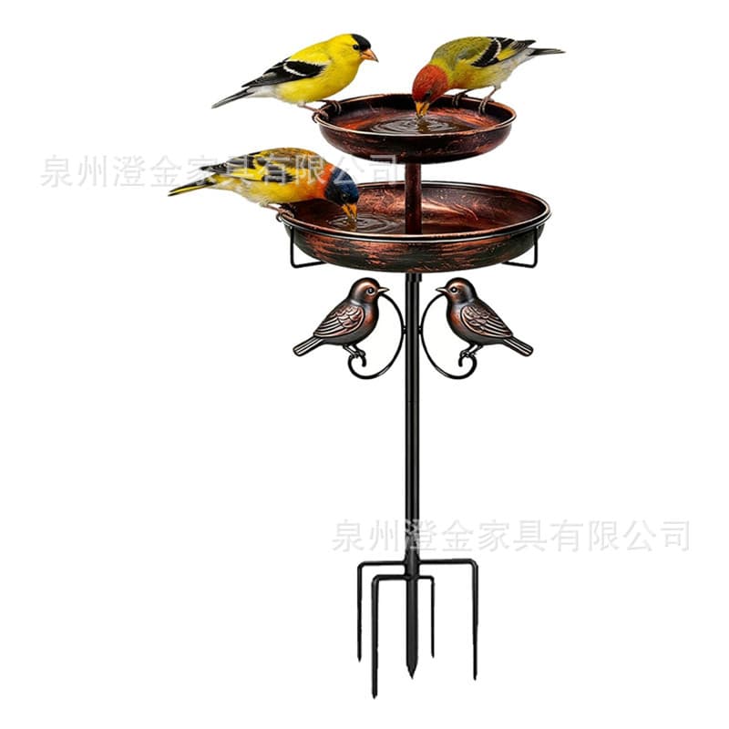 Cross-Border New Outdoor Metal Bird Bath Stand Bird Feeder Garden Patio Lawn Ground Insert Iron Art Bird Feeder