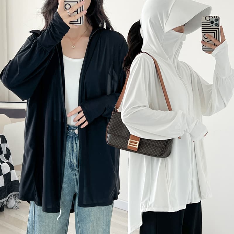 56057 Sun Protection Shirt Lightweight Ice Silk Jacket Large Brim Outdoor Cycling Sun Shade Summer Plus Size Women's Clothing 150kg