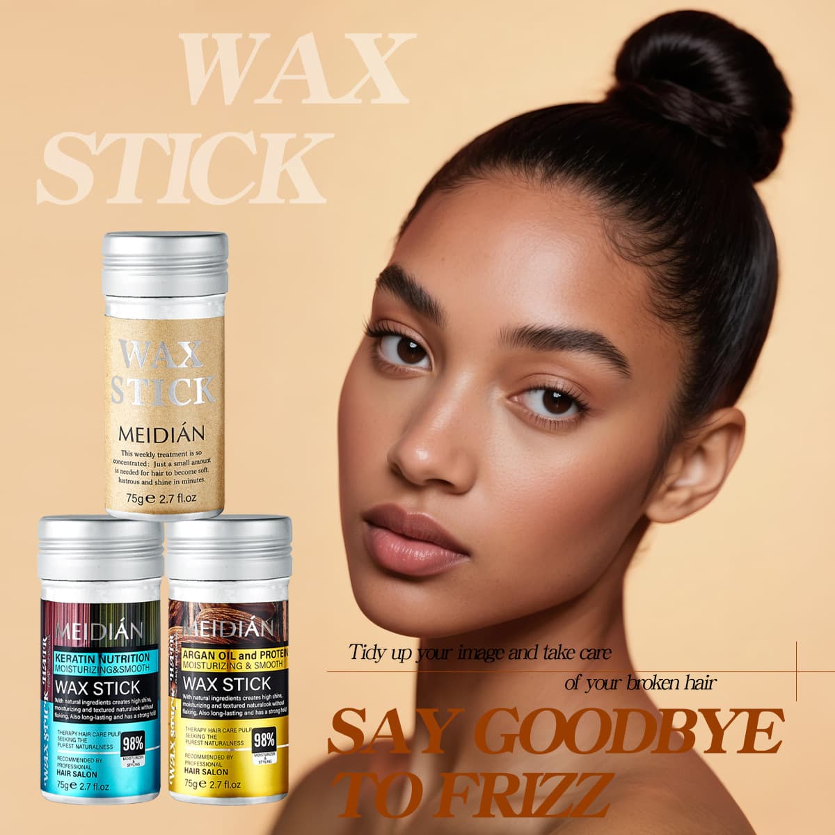 Cross-border Supply MEIDIAN Hair Wax Stick for Styling, Flyaway Control, and Finishing Wax Manufacturer Wholesale