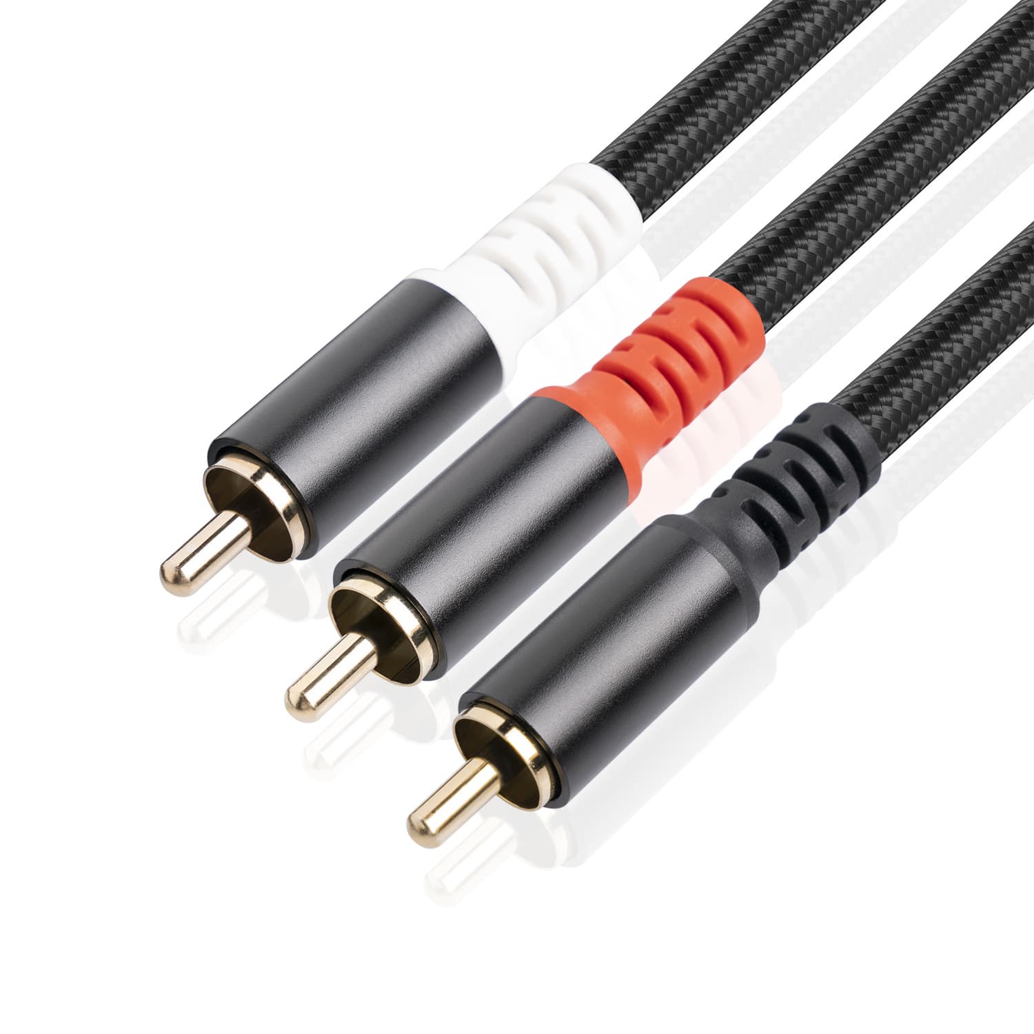 Gold-plated Aluminum Alloy Shell Double Shielded RCA Plug to Double RCA Amplifier Audio Cable