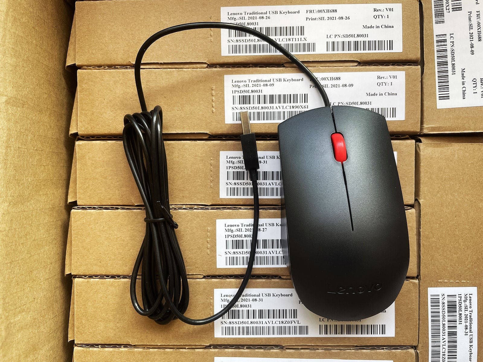 Genuine New Boxed Lenovo Red Dot EMS-537A USB Wired Mouse M689 SM8823 Office Universal
