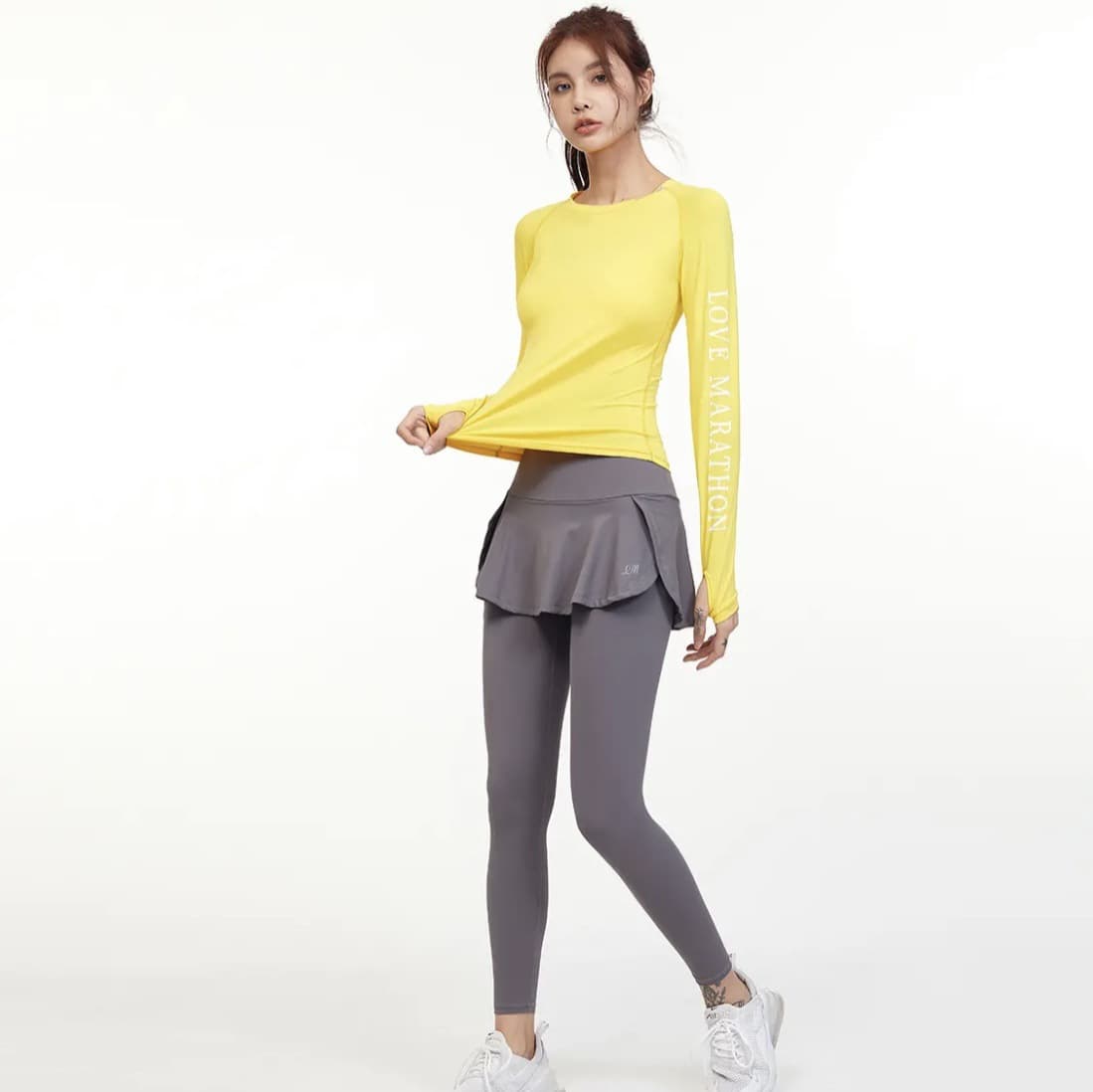 Autumn Sun Protection Quick-Dry Square Dance Loose Yoga T-Shirt Long-Sleeve Viral Running Training Quick-Dry Top Fitness Wear