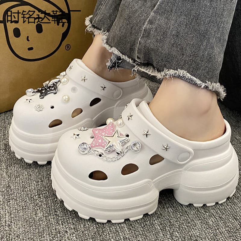 10cm Thick Sole EVA Clog Sandals for Women, Elevated Heel, Open Toe, New High Heel Sandals, Beach Shoes
