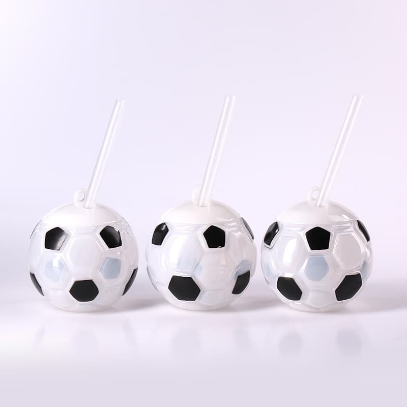 Factory Direct Creative Soccer Baseball Watermelon Shape Straw Cup with Light, Glow-in-the-Dark Drink Milk Tea Juice for Children