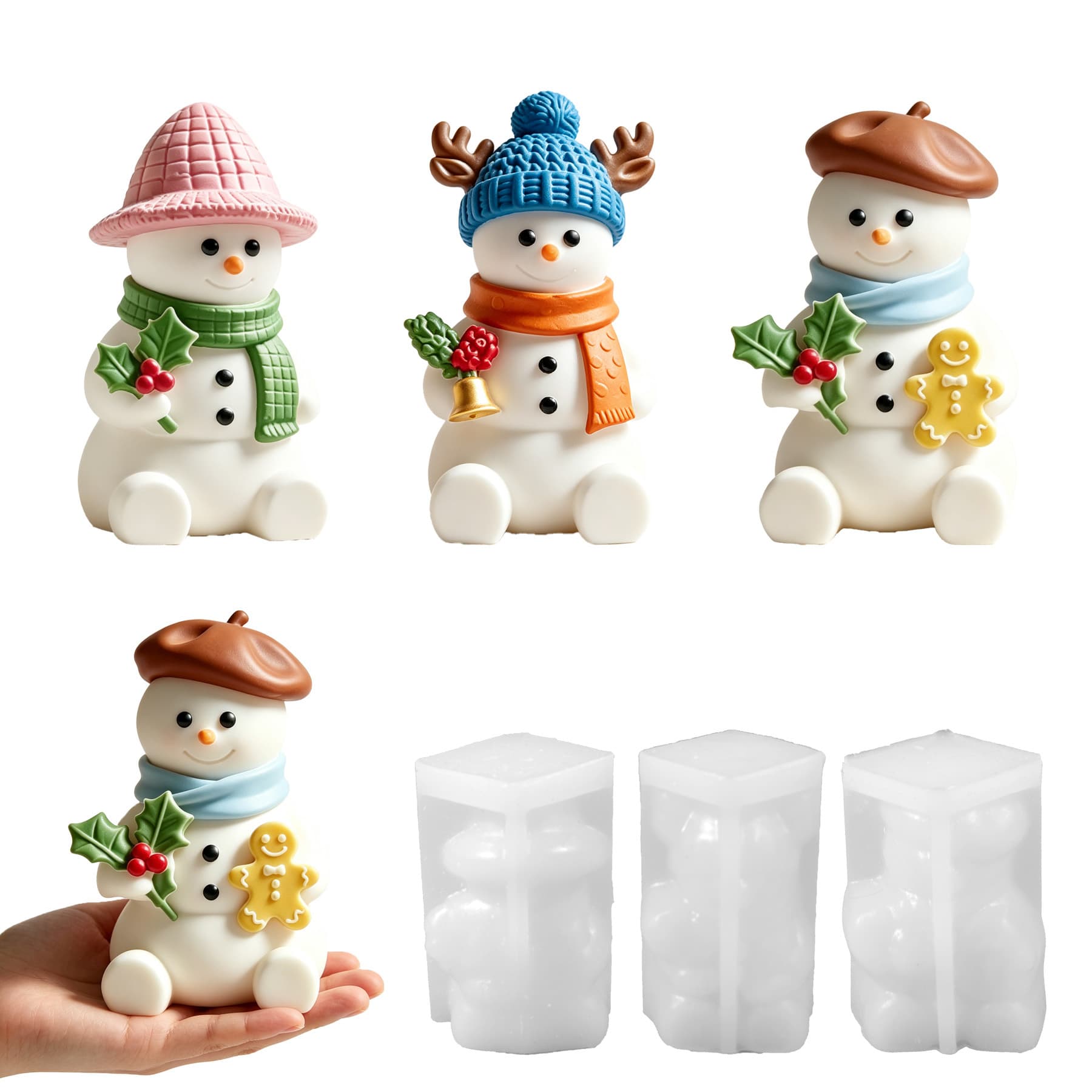 Cross-border New Style Snowman Hat Aromatherapy Candle Liquid Silicone Mold, Handmade Soap DIY Christmas Plaster Decoration
