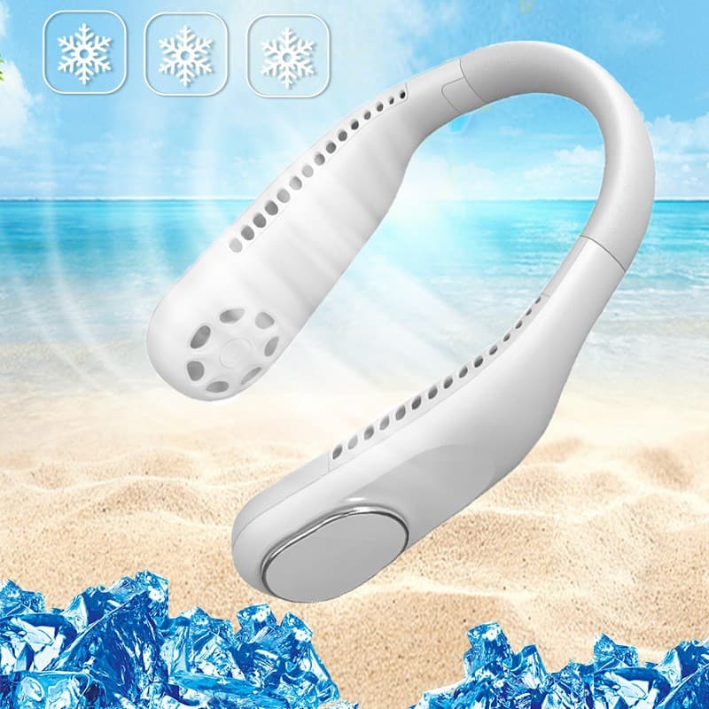 Cross-Border New Hanging Neck Fan USB Rechargeable Portable Bladeless Fan Outdoor Sports Silent Hanging Neck Small Fan