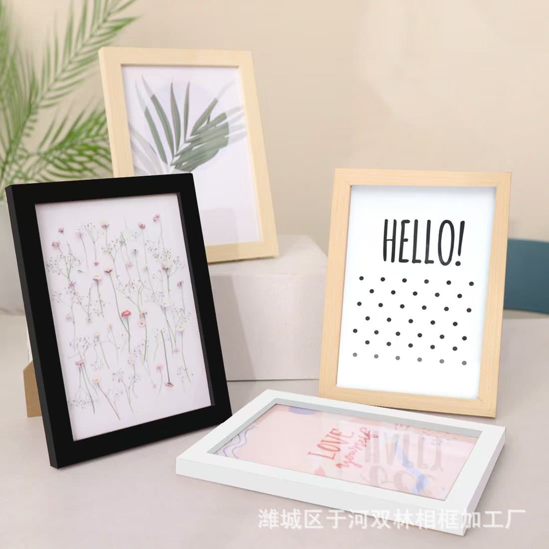 Wholesale Solid Wood Picture Frames 2cm Thick Pine Wood Frames for Photo Studio Certificates Wall Hanging Tabletop Display