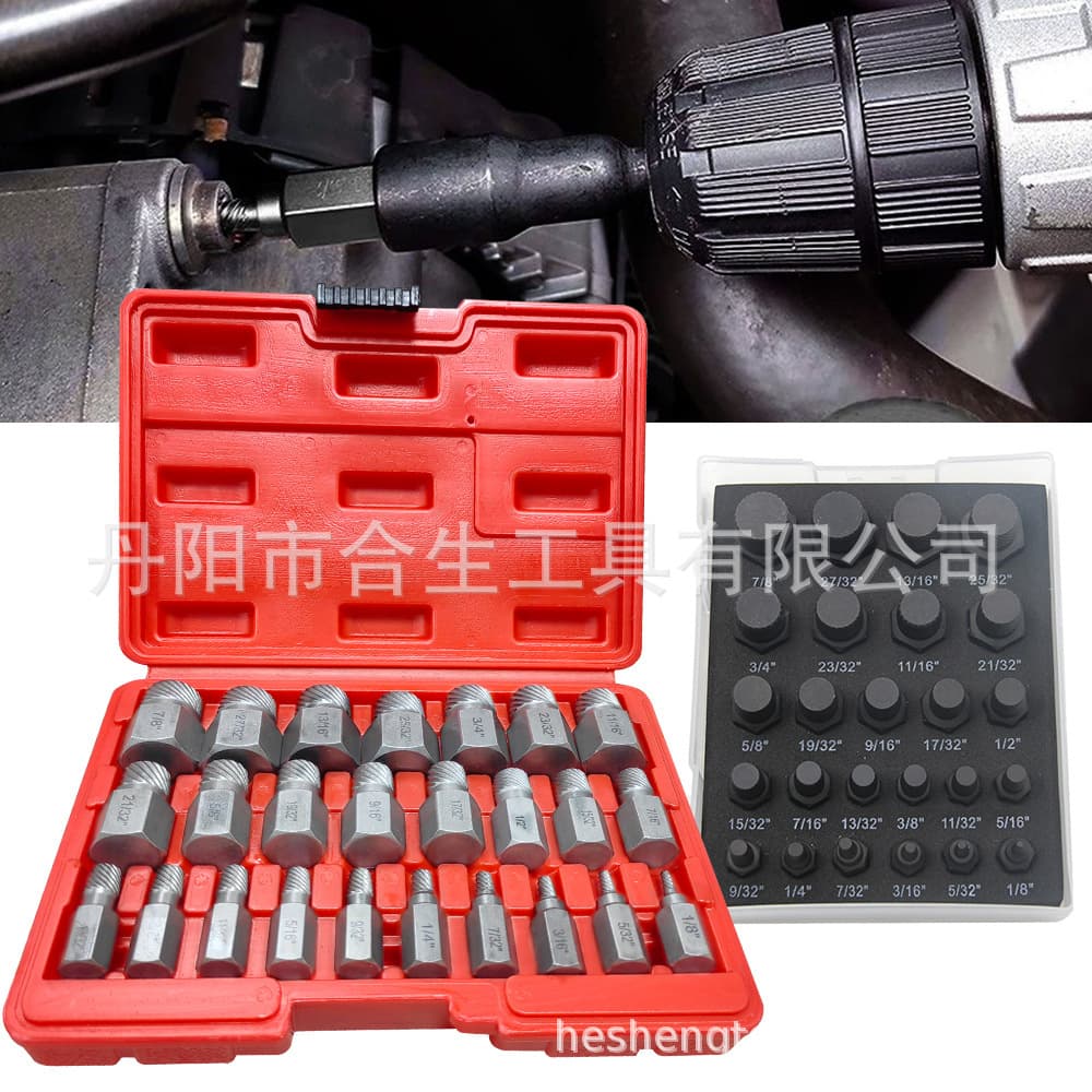 Imperial broken screw extractor set, multi-spline for removing stripped, broken, or damaged screws, tool kit.