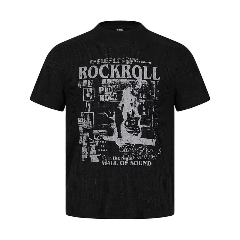 2026 Summer New American Retro Portrait Rock Print Short-Sleeve T-Shirt Men's Fashion Brand Loose Versatile Top