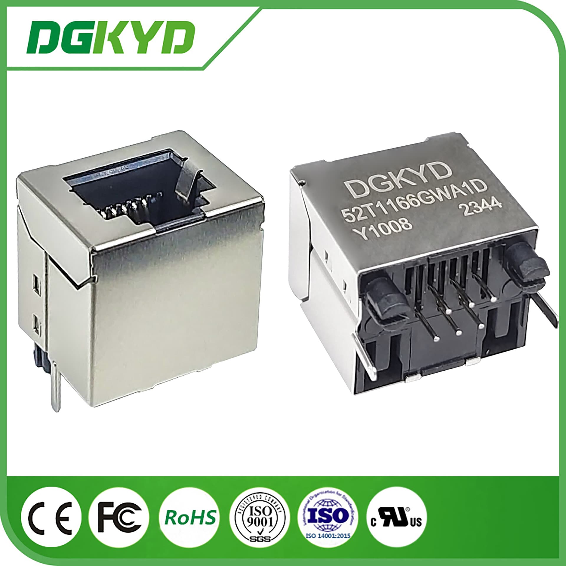 6P6C RJ11 connector, 180° vertical interface, no light with shielded connector, empty package