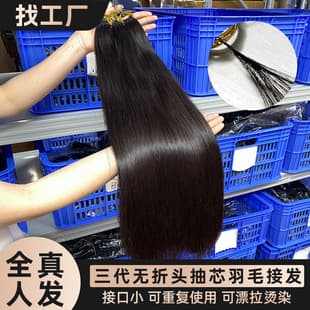 Hollow Core Original Braid Feather Hair Extensions for Women, Bleachable and Dyeable, Invisible Crystal Line Extensions, Real Human Hair Wig