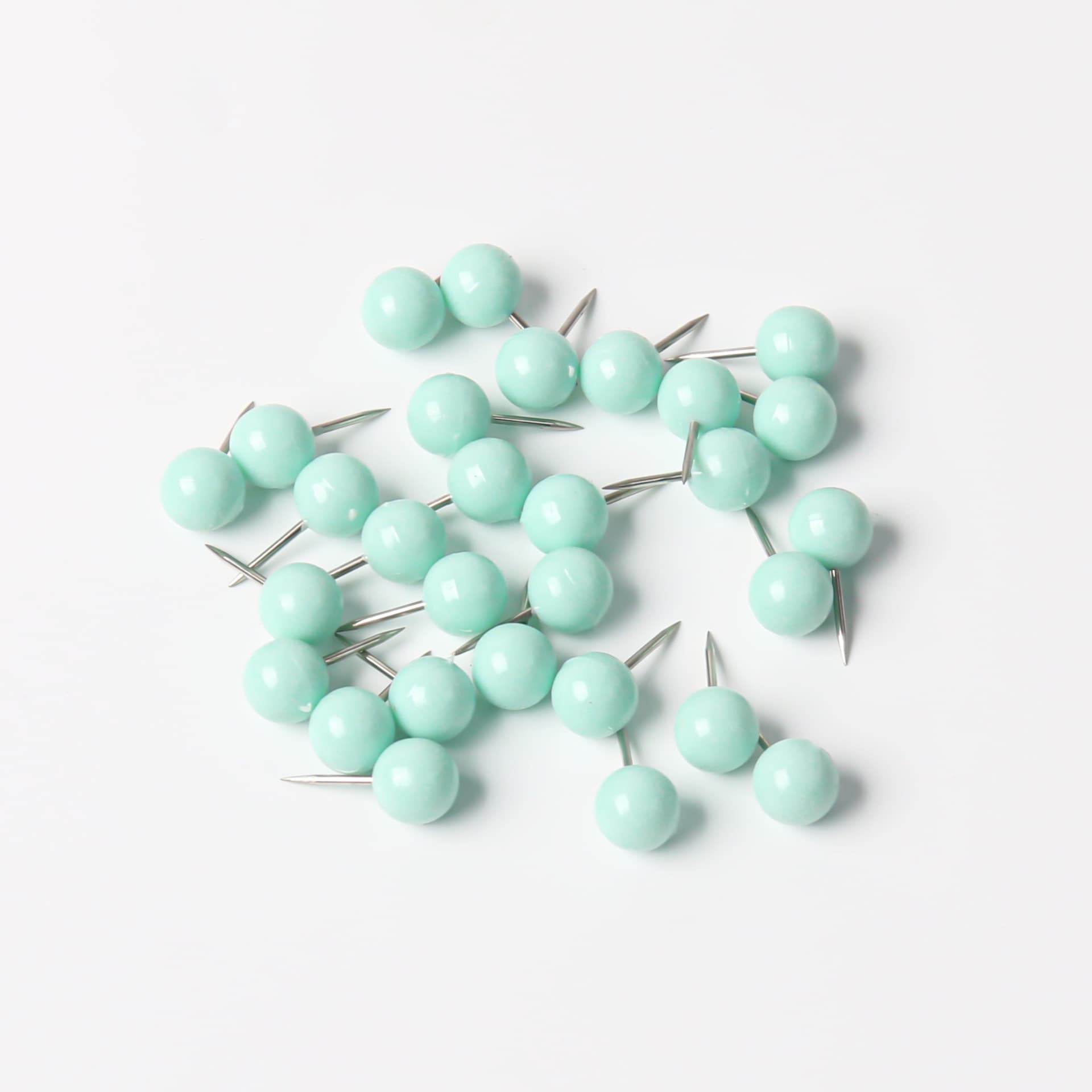 Factory Direct Bulk Mint Green Metal Plastic Pins, Cork Board Map Tacks, Fixing Office Ball Round Pins