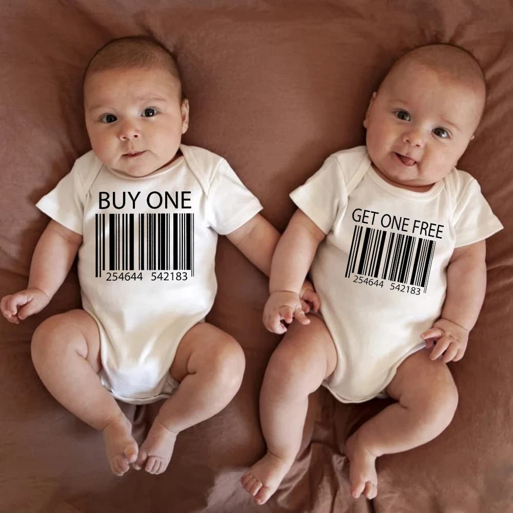 Pure cotton baby crawler clothes for twins buy one get one free letter printed fun onesies
