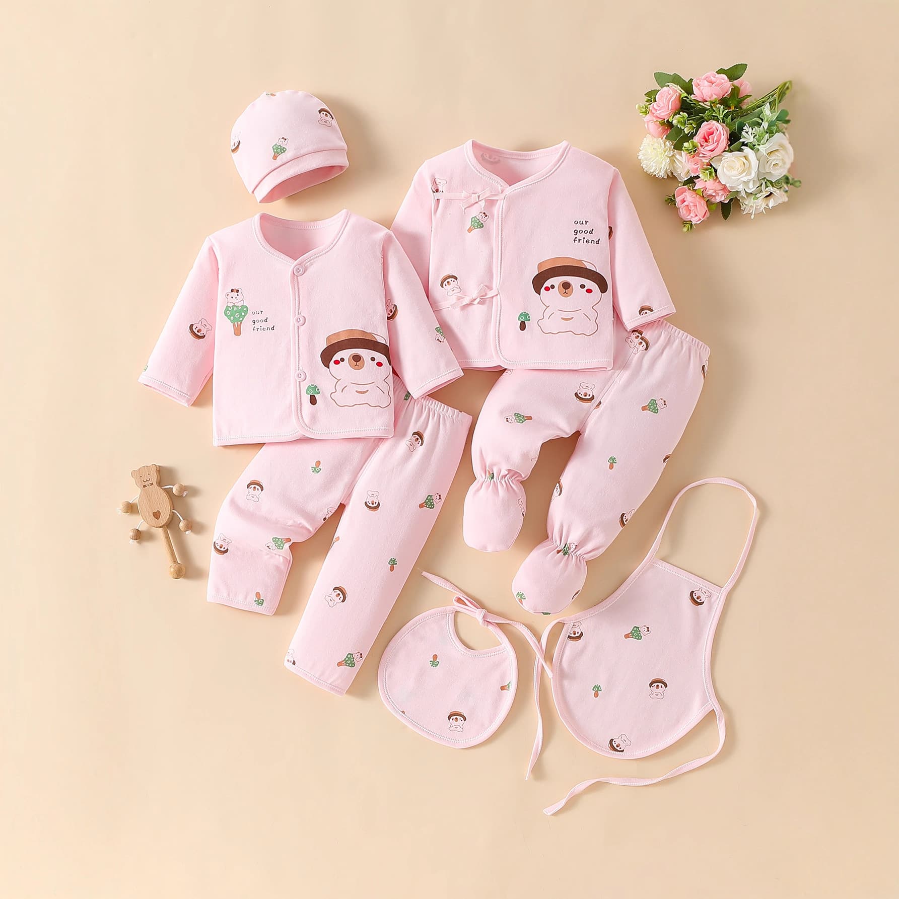 Newborn 7-Piece Set - Pure Cotton Baby Clothes Set, Underwear and Pants for Newborn Boys and Girls, 0-3 Months