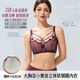 8879 Plus Size Bra, Large Bust Minimizer, Slimming, Adjustable, Push-Up, Anti-Sag, Thin Cup for 200lb Women