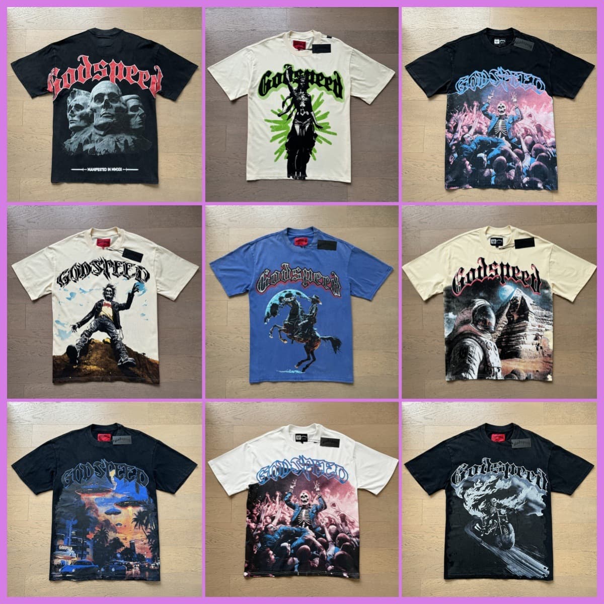 Cross-border Trade Skull Rock Band Vintage Washed Short Sleeve T-Shirt Casual Loose Fit Unisex Couple Base Layer Top Streetwear