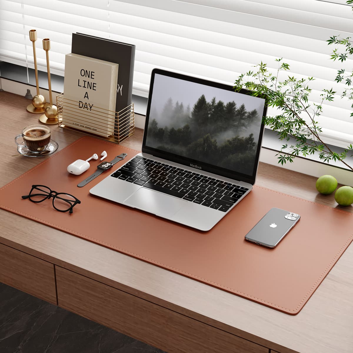 Large Mouse Pad with Stitched Edge, Leather, Waterproof, Laptop Desk Mat, Office Mat, Gaming Pad