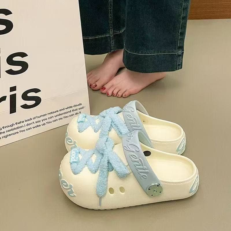 New Stylish and Cute Colorful Lace-Up Versatile Closed-Toe Slippers for Summer, Retro Thick-Soled Comfortable Closed-Toe Slippers for Outdoor Wear