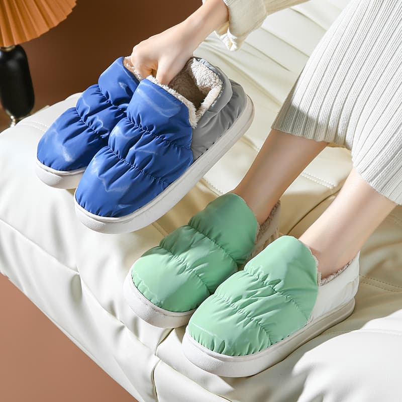 Women's Cotton Slippers Fully Enclosed Winter Warmth Indoor Non-Slip Couple Home Maternity Waterproof Cotton Shoes Autumn Winter Household Men's