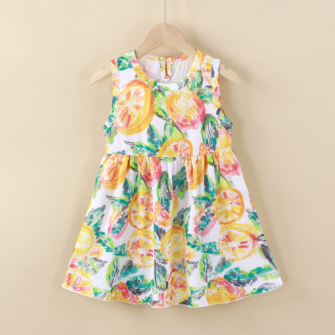 Children's Cotton Silk Dress, Girls' Sleeveless Dress, Baby Girls' Home Sleepwear, Wholesale Pleated Dress