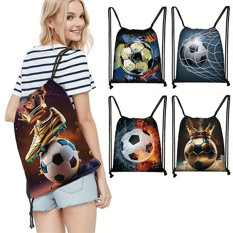 Factory cross-border dropshipping football print drawstring pockets sports storage bag shoulder oxford bag wholesale cross-border hot sale
