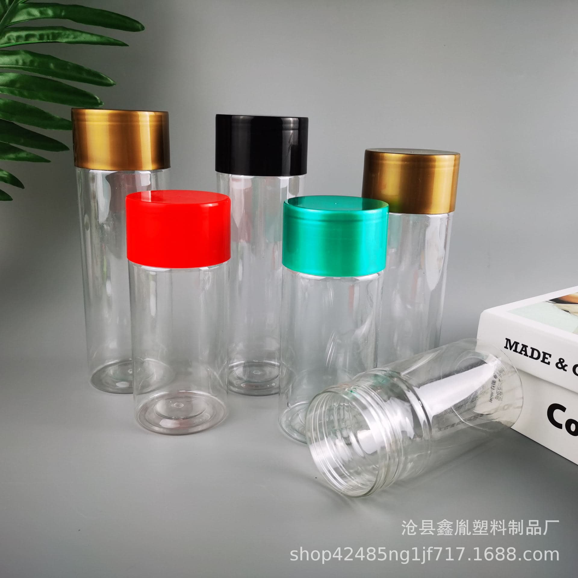 Customized 65*180 large cap plastic bottle packaging bottle honey bottle 65mm diameter airtight PET large mouth plastic jar