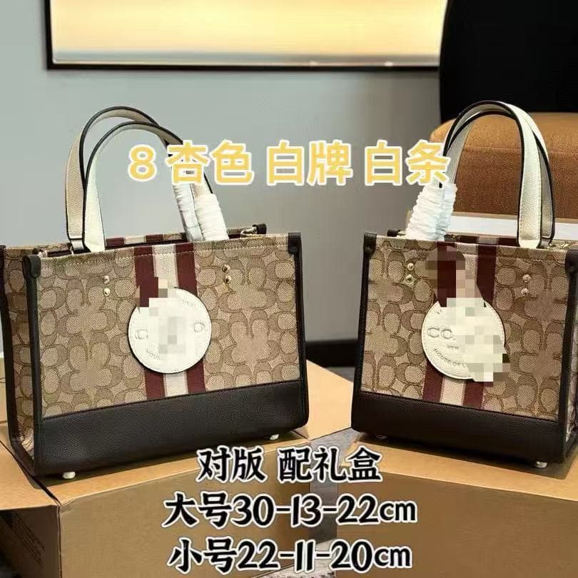 Coach c's 2025 new Dempsey canvas tote bag classic printed hand-held cross-body shopping bag versatile