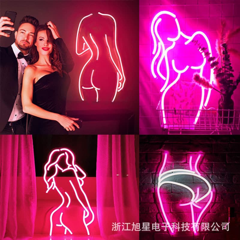 Neon LED Back Panel for Women with Long Hair, Ladies Bar, Birthday Banquet Room Decorative Light, Super Bright