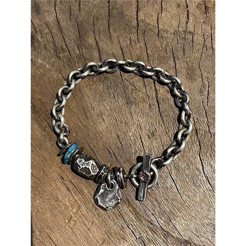 RORY original design, nomadic style pearl bracelet with natural American turquoise beads.