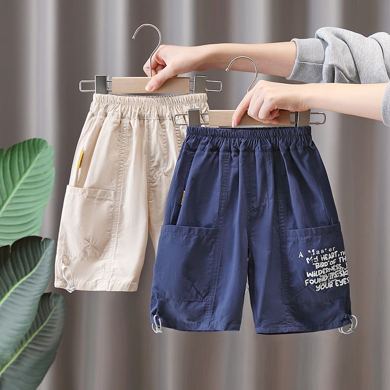 7876 Boys' Summer Shorts Thin Style 2026 New Trendy Cool Children's Fashionable Cargo Pants Summer Casual Mid-Length Pants