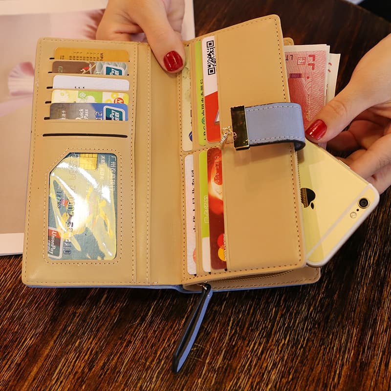 2025 New Women's Wallet Sweet Lady PU Leather Horizontal Zipper Medium-Long Leaf Hollow Coin Purse