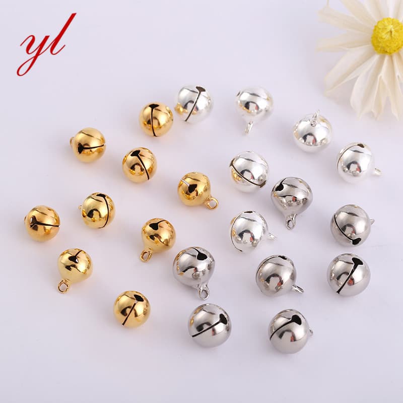 Gold and silver 8mm nickel-plated small bell metal bell jewelry DIY accessories keychain pendant jewelry ornaments