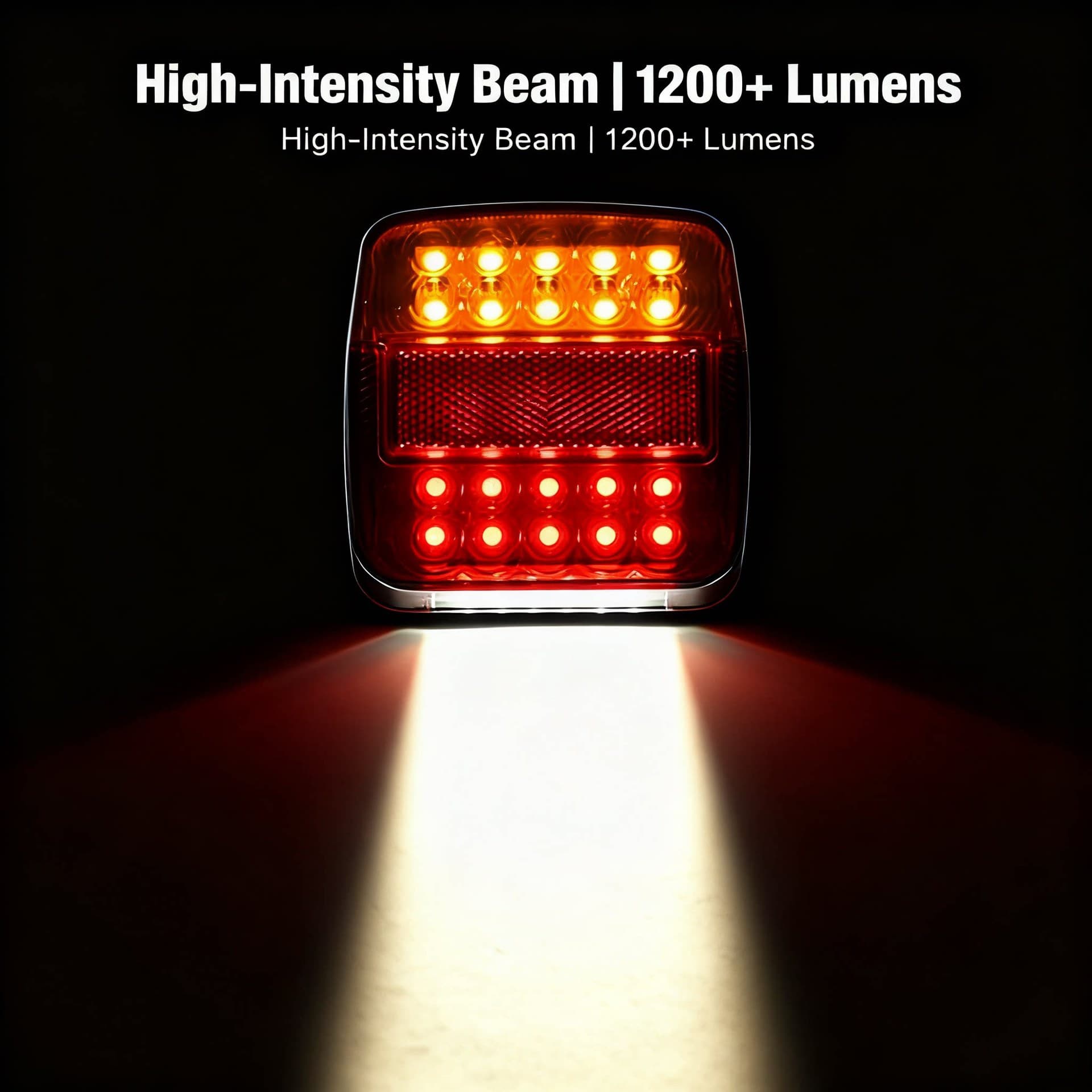 12V LED Square Tail Light, Red Yellow Dual Color Truck Rear