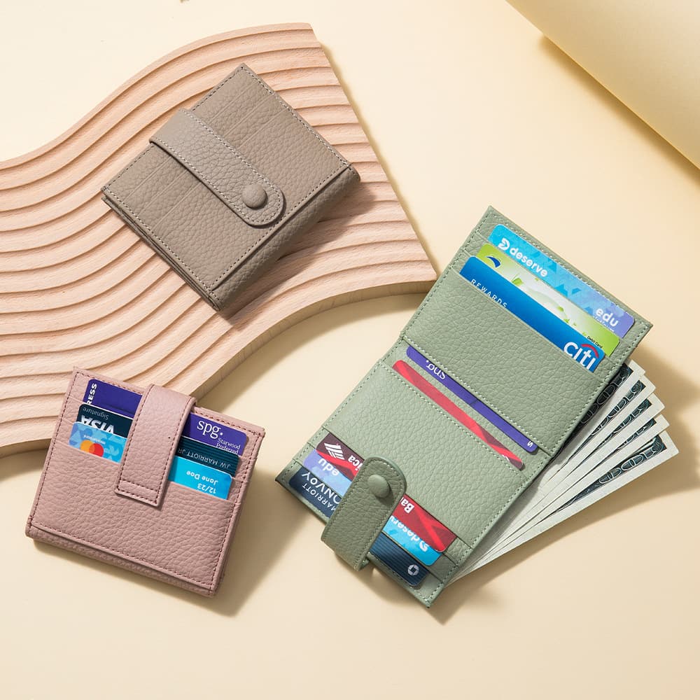 Ultra-Thin Short Leather Wallet for Women Top Layer Cowhide Mini Card Holder Compact Money Clip Korean Style Multifunctional