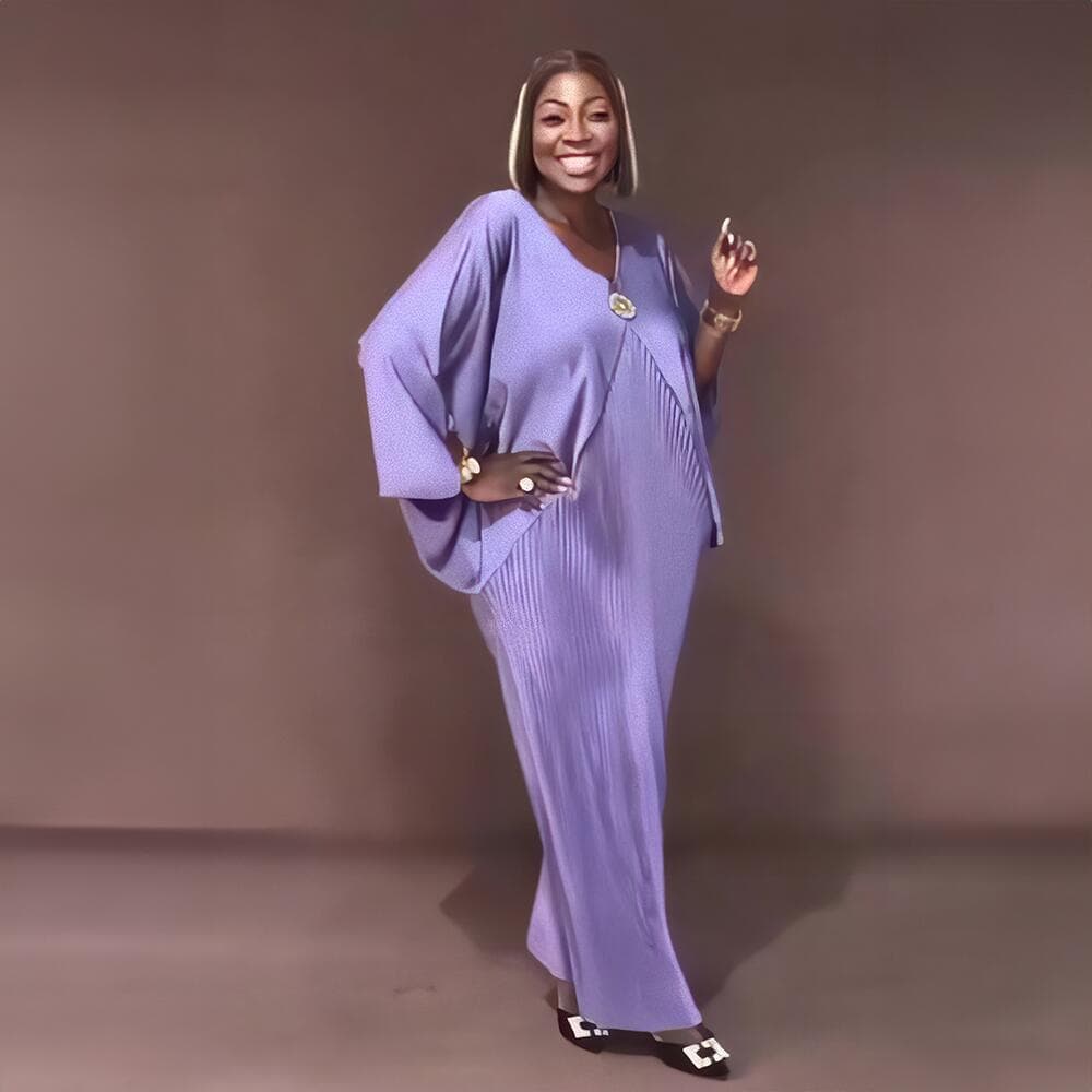 Fashionable African BUBU Turkish style dress with pleats and corsage plus size dress