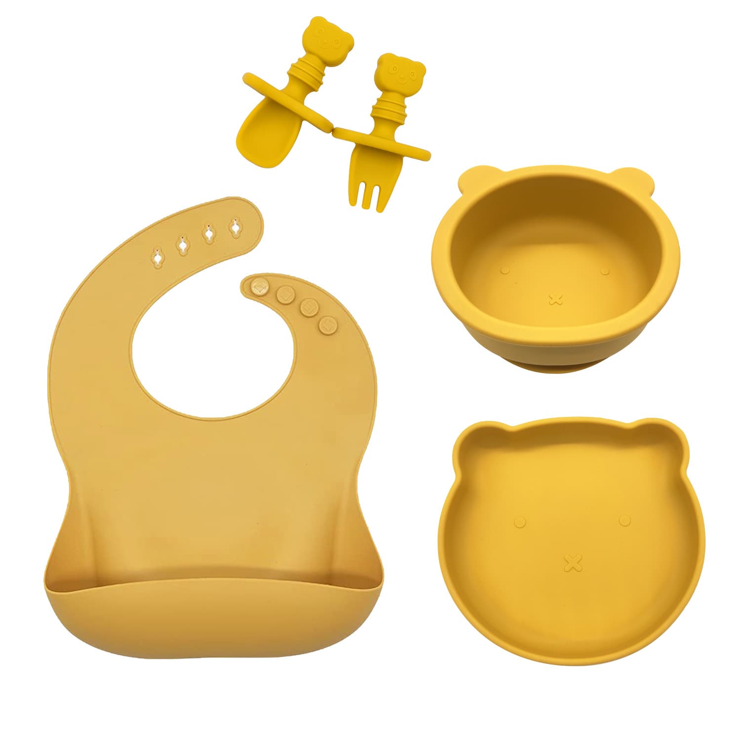 Baby Plate with Compartments, Anti-Drop Silicone Fork and Spoon, Suction Cup Type, Supplementary Food Children's Tableware, Infant Feeding Set, Feeding Tray