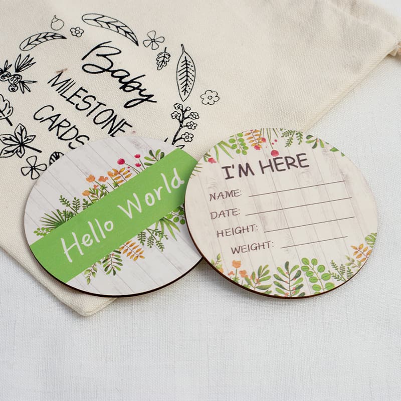 Wooden baby month card diy wooden baby commemorative card children's milestone card newborn photo month wood