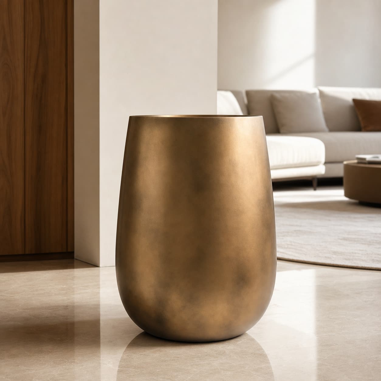 Modern Minimalist Resin Flower Pot, Luxury High-End Hotel and B&B Decorative Piece, Antique Bronze Floor Large Flower Pot