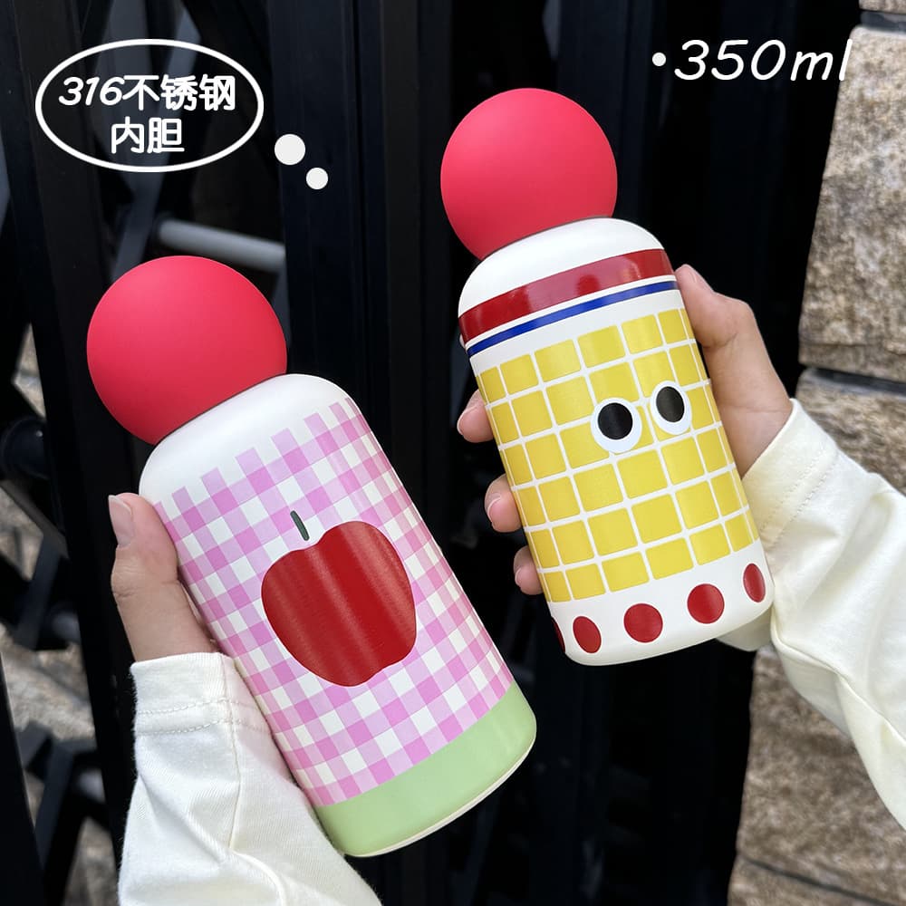 Creative Stainless Steel 316 Insulated Water Bottle 350ml Outdoor Sports Student Children Portable Vacuum Flask Home Office