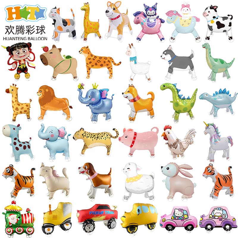 New Large Standing Animal Balloons with Wheels for Kids Party Decoration Park Stall Cross-border Walking Balloons