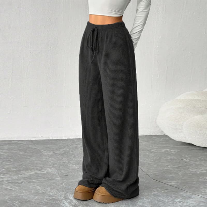 Ruihuo 2026 New European and American Casual Women's Long Pants Cross-Border Amazon Foreign Trade Loose Drawstring Straight Wide-Leg Pants
