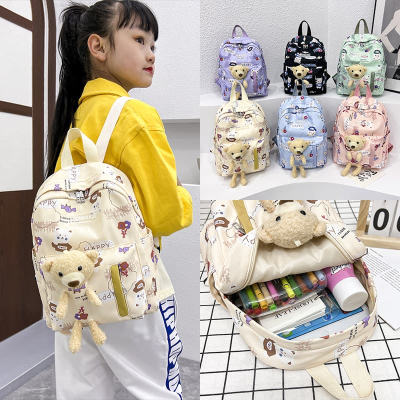 Children's Backpack Female Cartoon Cute Bear Kindergarten School Bag Foreign Trade Wholesale Preschool Travel Girl Bag