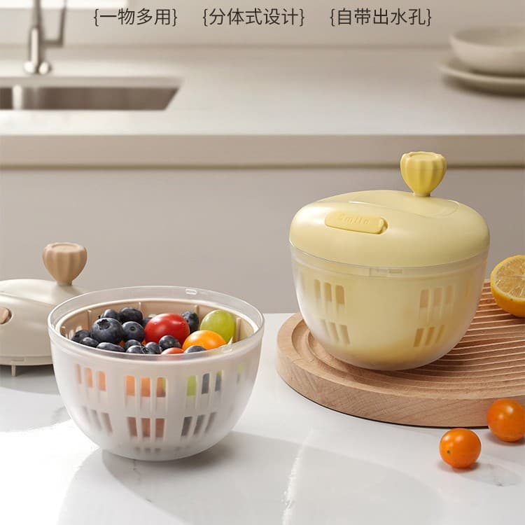 Salad Vegetable Dehydrator Home Dripping Spin Dryer Fruit Manual Water Sling Basket Kitchen Tool Vegetable Washing Bowl Marvel