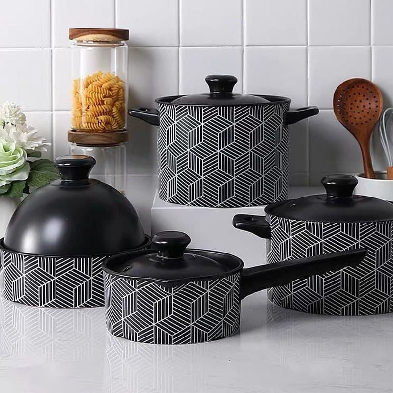 Chaozhou Ceramic Factory Chinese Ceramic Clay Pot for Boiling Milk, Cooking Soup, Stewing, Suitable for Electric Ceramic Stove, Large Clay Pot, Black and Red