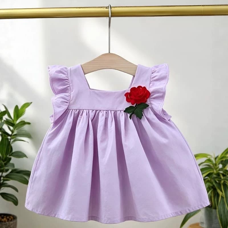 Original Design Kids Fashion Korean Girl Dress Cotton Embroidered Rose Vest Kids Dress Export Hot Style