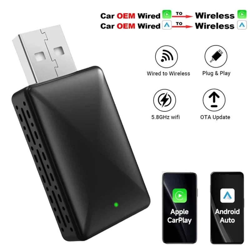 Automotive wireless carplay box, original wired to wireless Android auto interconnect smart module wireless