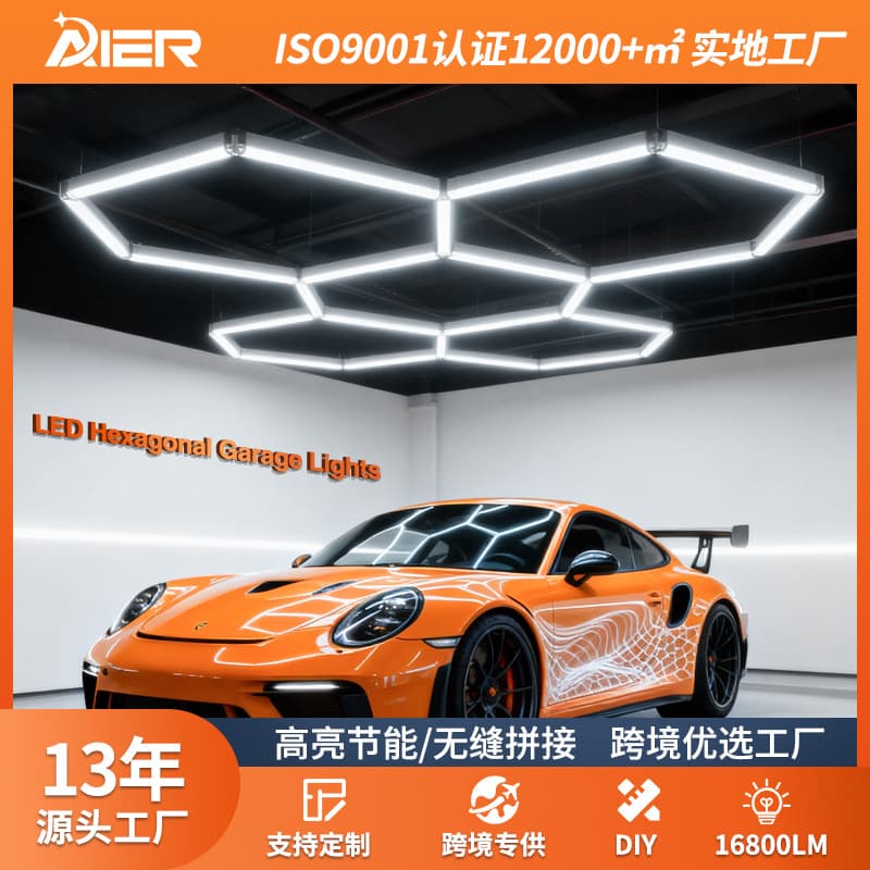 Hexagonal honeycomb light LED shop light gym barber shop splicing special-shaped light RGB car wash room honeycomb garage light