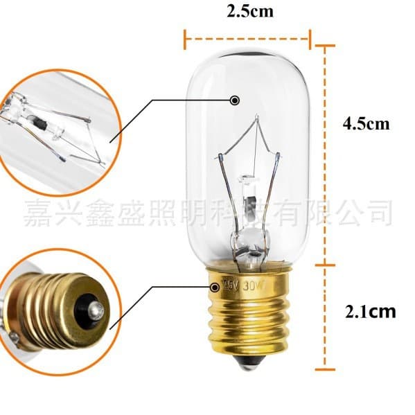 US Standard Microwave Oven Bulb, Oven Bulb E12 E14 E17 Screw Base 110V/120V 15W 25W 40W