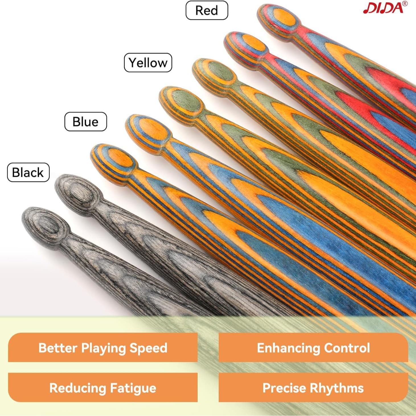Professional PUNK performance-grade colored wooden drumsticks and mallets, high-end solid wood frame drumsticks, snare drum, dummies, and drumsticks.